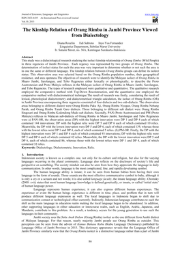 The Kinship Relation of Orang Rimba in Jambi Province Viewed from Dialectology