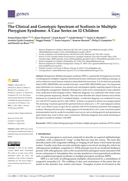 The Clinical and Genotypic Spectrum of Scoliosis in Multiple Pterygium Syndrome: a Case Series on 12 Children