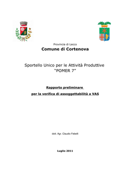 Comune Di Cortenova Sportello Unico Per Le Attività