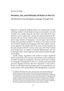 Varieties, Use, and Attitudes of Italian in the US