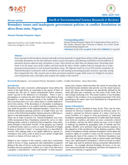 Boundary Issues and Inadequate Government Policies in Conflict Resolution in Akwa Ibom State, Nigeria