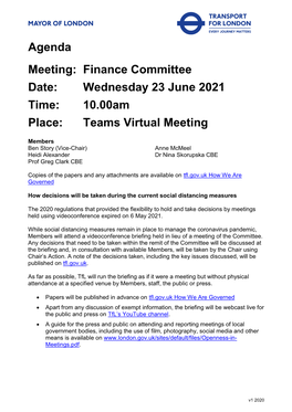 Agenda Meeting: Finance Committee Date