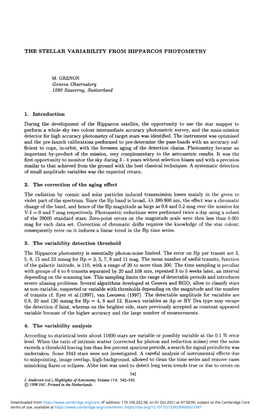 THE STELLAR VARIABILITY from HIPPARCOS PHOTOMETRY M. GRENON Geneva Observatory 1290 Sauverny, Switzerland 1. Introduction During