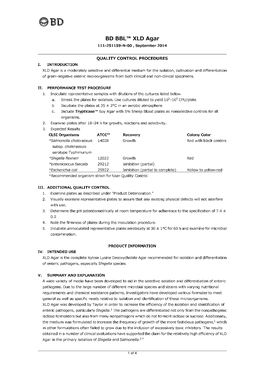 BD BBL™ XLD Agar 111-251159-N-00 , September 2014