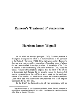 Rameau's Treatment of Suspension