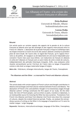 Les Albanais Et L'autre : À La Croisée Des Cultures Française Et Albanaise