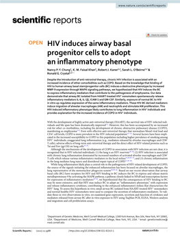 HIV Induces Airway Basal Progenitor Cells to Adopt an Inflammatory