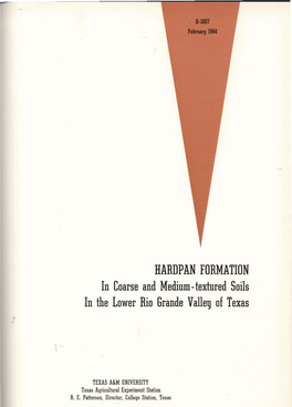 HARDPAN FORMATION in Coarse and Medium - Textured Soils in the Lower Rio Grande Valley of Texas