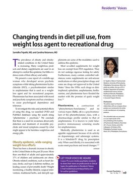 Changing Trends in Diet Pill Use, from Weight Loss Agent to Recreational Drug