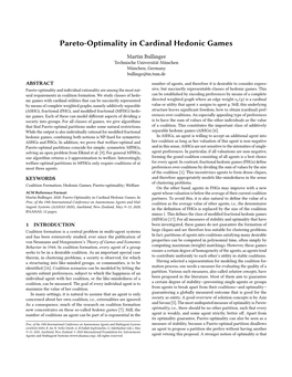 Pareto-Optimality in Cardinal Hedonic Games