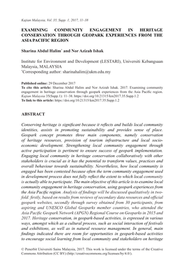 Examining Community Engagement in Heritage Conservation Through Geopark Experiences from the Asia Pacific Region