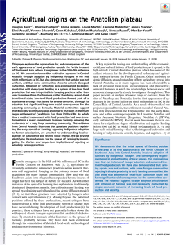 Agricultural Origins on the Anatolian Plateau PNAS PLUS