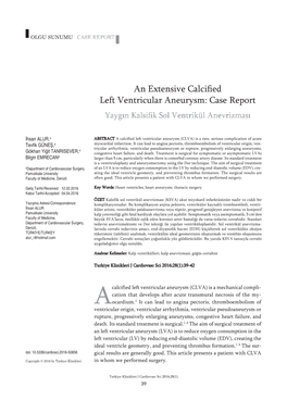 An Extensive Calcified Left Ventricular Aneurysm: Case Report