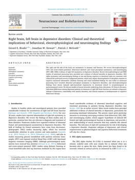 Right Brain, Left Brain in Depressive Disorders Clinical and Theoretical