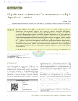 Idiopathic Condylar Resorption: the Current Understanding in Diagnosis and Treatment