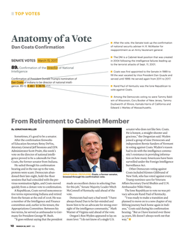 Anatomy of a Vote After the Vote, the Senate Took up the Confirmation Dan Coats Confirmation of National Security Adviser H