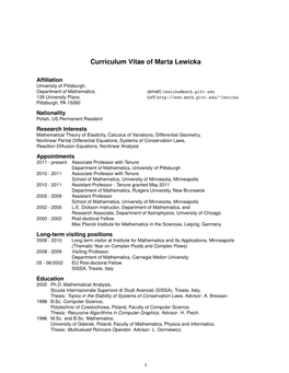 Curriculum Vitae of Marta Lewicka