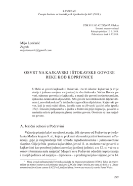 Osvrt Na Kajkavski I Štokavske Govore Reke Kod Koprivnice