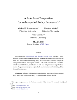 A Safe-Asset Perspective for an Integrated Policy Framework*