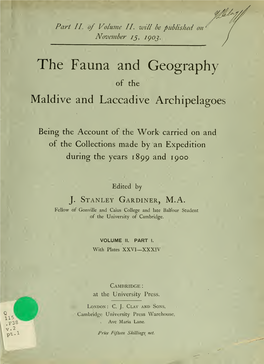 The Fauna and Geography of the Maldive and Laccadive Archipelagoes