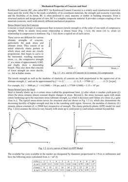 Mechanical Properties of Concrete and Steel Reinforced Concrete (RC