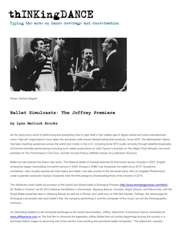 Ballet Simulcasts: the Joffrey Premiere by Lynn Matluck Brooks