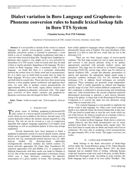Dialect Variation in Boro Language and Grapheme-To-Phoneme