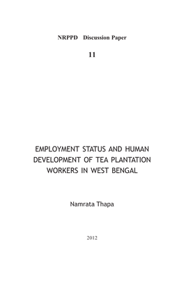 11 Employment Status and Human Development of Tea Plantation