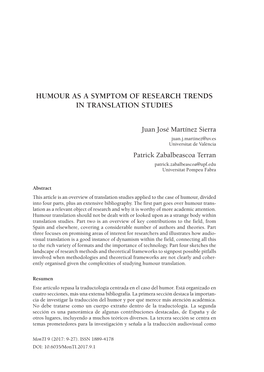 Humour As a Symptom of Research Trends in Translation Studies