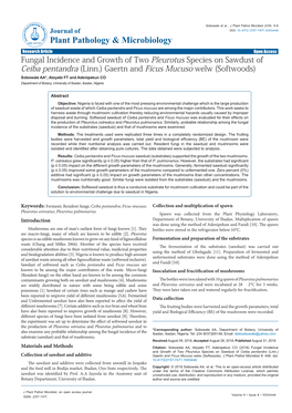 Fungal Incidence and Growth of Two Pleurotus