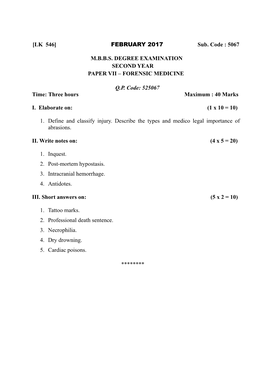 FORENSIC MEDICINE QP Code