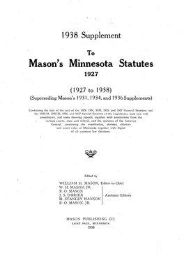 Mason's Minnesota Statutes 1927