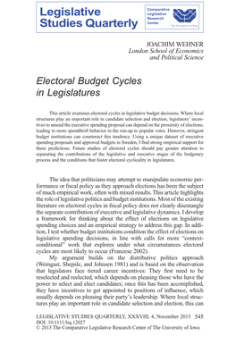 Electoral Budget Cycles in Legislatures