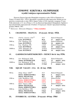 29. Polacy W Igrzyskach Olimpijskich