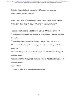 1 Inhibiting the Prostaglandin Transporter PGT Induces