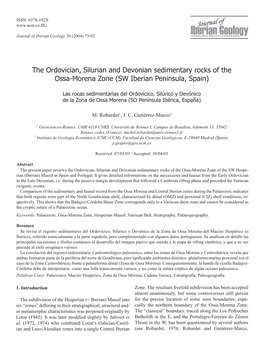 The Ordovician, Silurian and Devonian Sedimentary Rocks of the Ossa-Morena Zone (SW Iberian Peninsula, Spain)