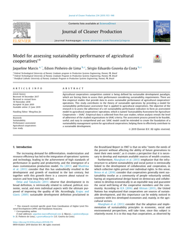 Model for Assessing Sustainability Performance of Agricultural Cooperatives’*