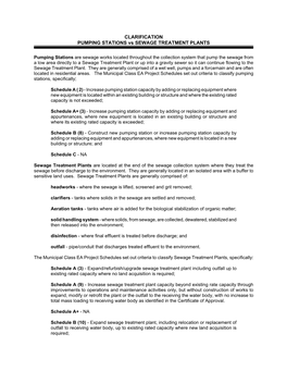 New Schedule Clarification for Sewage Pumping Stations Vs