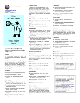 The Choices You Have Mercury Amalgam and Other Filling Materials