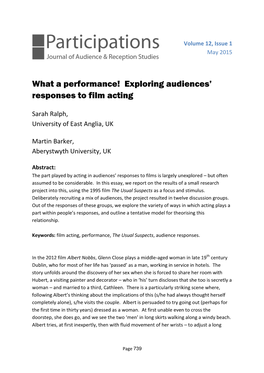 What a Performance! Exploring Audiences' Responses to Film Acting