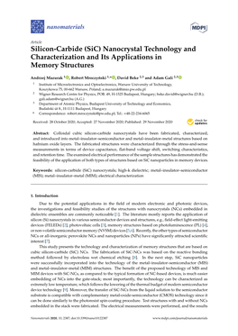 Silicon-Carbide (Sic) Nanocrystal Technology and Characterization and Its Applications in Memory Structures