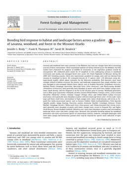 Breeding Bird Response to Habitat and Landscape Factors Across a Gradient of Savanna, Woodland, and Forest in the Missouri Ozarks ⇑ Jennifer L