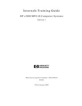 Internals Training Guide HP E3000 MPE/Ix Computer Systems