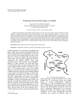 Traditional Foods and Beverages of Ladakh