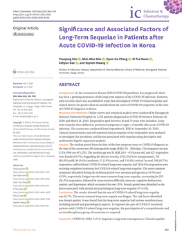 Significance and Associated Factors of Long-Term Sequelae in Patients After Acute COVID-19 Infection in Korea