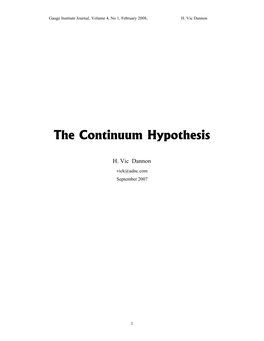 The Continuum Hypothesis