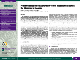 Pollen Evidence of Floristic Turnover Forced by Cool Aridity During the Oligocene in Colorado GEOSPHERE; V