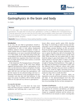 Gastrophysics in the Brain and Body Per Møller