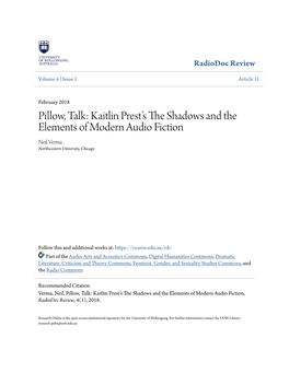 Kaitlin Prest's the Shadows and the Elements of Modern Audio Fiction