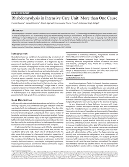 Rhabdomyolysis in Intensive Care Unit: More Than One Cause Puneet Saxena1, Sahajal Dhooria2, Ritesh Agarwal3, Kuruswamy Thurai Prasad4, Inderpaul Singh Sehgal5